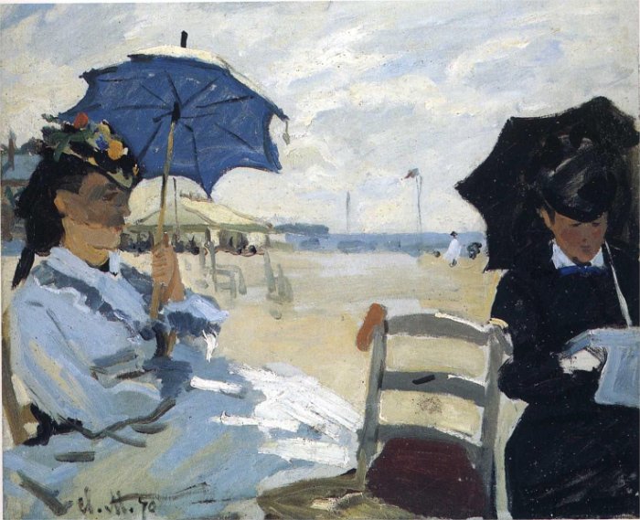 Stefan_Slanina The Beach at Trouville-Claude Monet(1870)